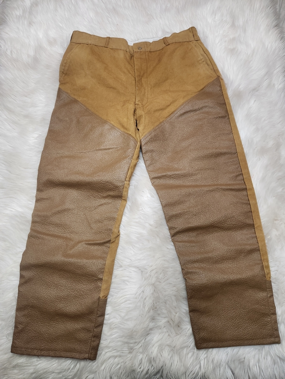 VTG RED HEAD Mens Duck Canvas Vinyl Hunting Front Brush Pants 38 Martexin USA